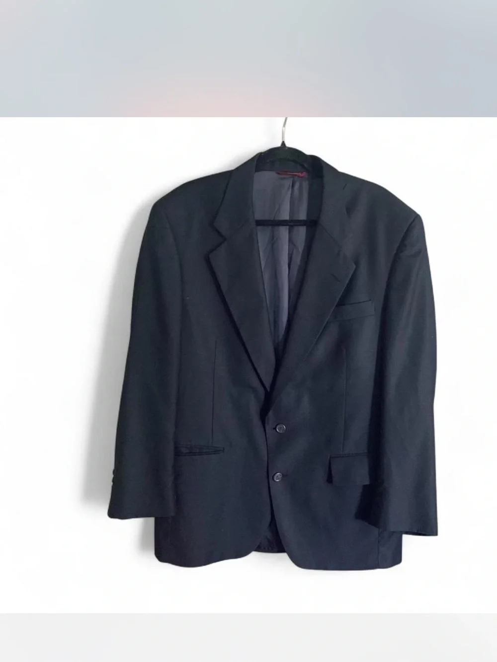 Vintage flawless Jos. A. Bank  size 44R Charcoal Grey Blazer Burgundy Label